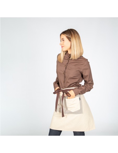 DELANTAL SIN PETO BEIGE COMBI ESPIGA 50X68 CM