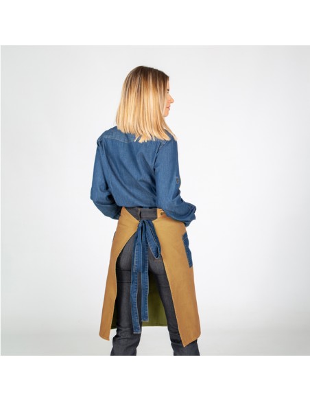 Delantal con peto lavado sarga tejano añil 80 X 85 cm