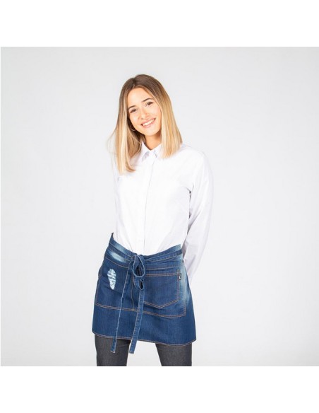 Delantal corto lavado tejano añil 40 x 69 cm redline