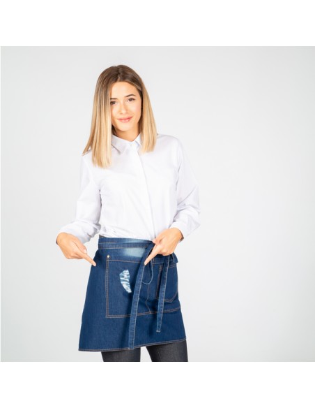 Delantal corto lavado tejano añil 40 x 69 cm redline