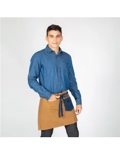 Delantal corto lavado sarga tejano añil 40 x 69 cm 2