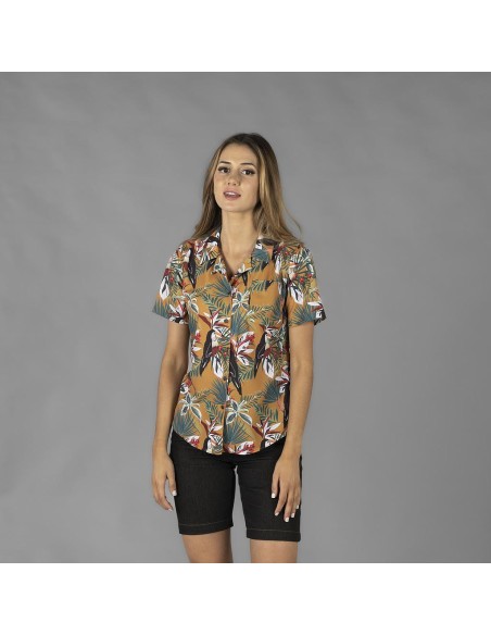 Camisa cuello mujer Hawaiana solapa