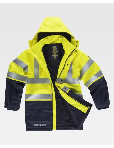 Parka ignifuga, impermeable, y de alta visibilidad