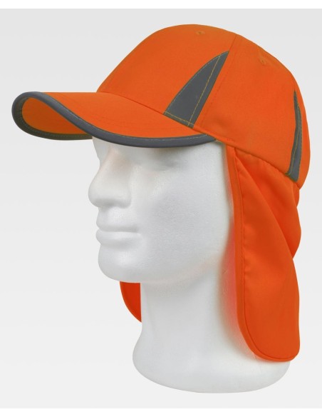 Gorra protección nuca amarilla y naranja workteam WFA904