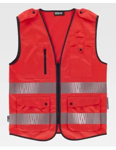 Chaleco de alta visibilidad rojo con cintas reflectantes C3677