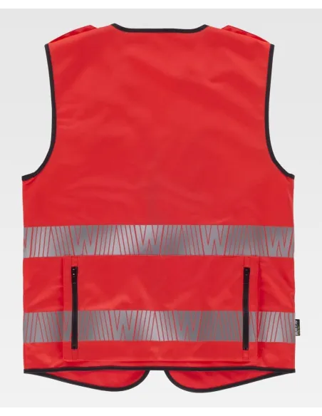 Chaleco de alta visibilidad rojo con cintas reflectantes C3677