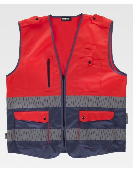 Chaleco rojo con cintas reflectantes de Workteam C3687