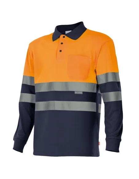 Polo bicolor alta visibilidad de manga larga