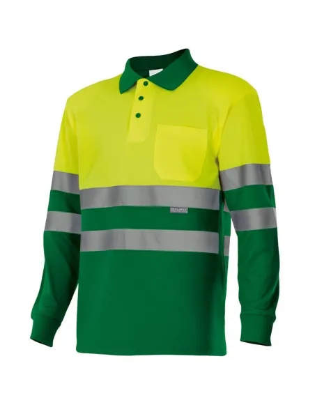 Polo bicolor alta visibilidad de manga larga