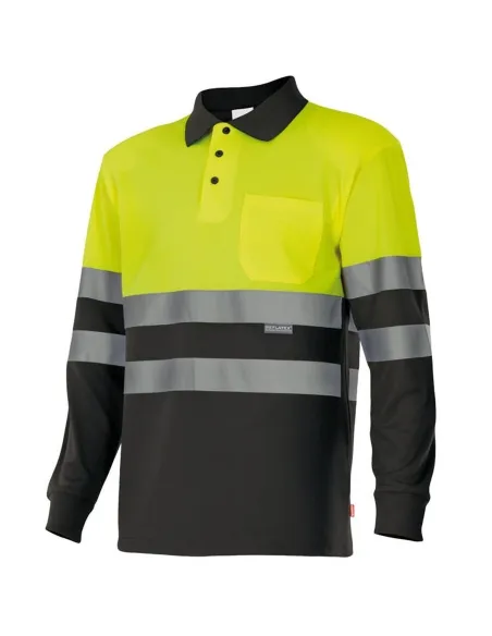 Polo bicolor alta visibilidad de manga larga