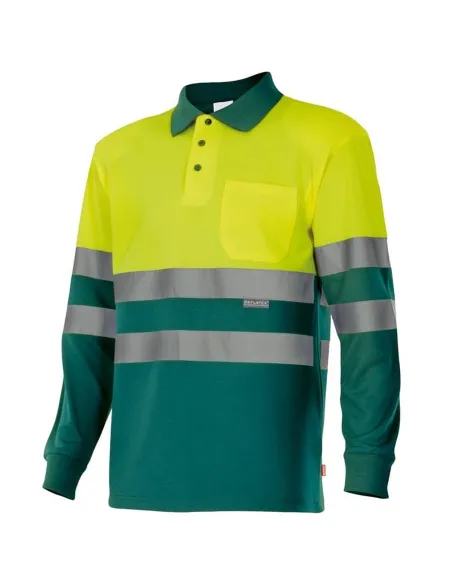 Polo bicolor alta visibilidad de manga larga
