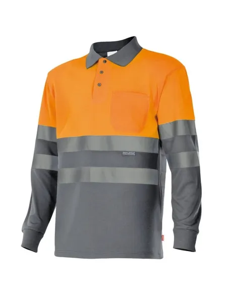 Polo bicolor alta visibilidad de manga larga