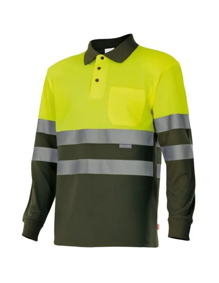 Polo bicolor alta visibilidad de manga larga