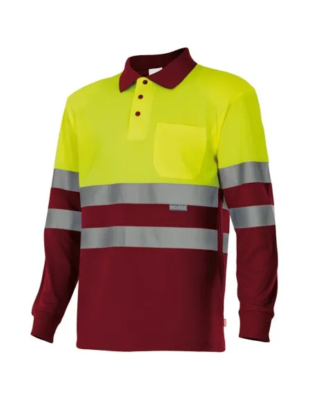 Polo bicolor alta visibilidad de manga larga