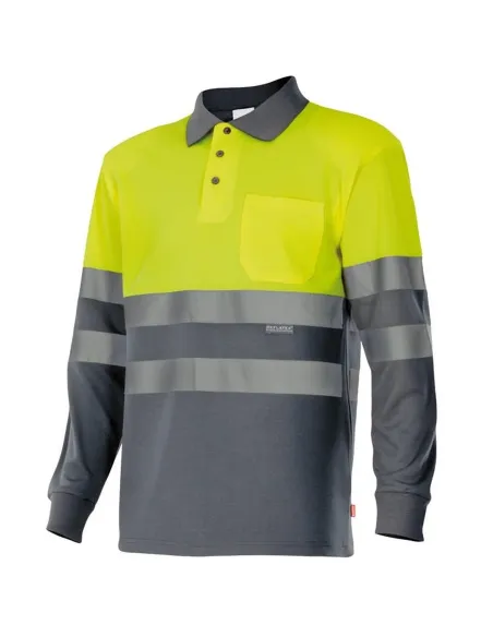 Polo bicolor alta visibilidad de manga larga