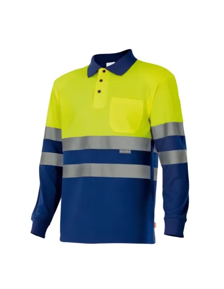 Polo bicolor alta visibilidad de manga larga