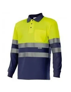 Polo bicolor alta visibilidad de manga larga