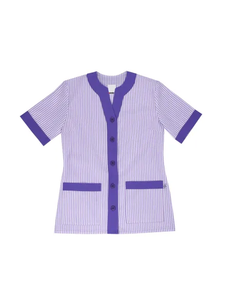 Chaqueta semi entallada a rayas de manga corta