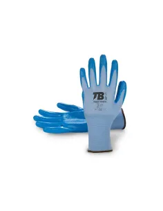 GUANTE NYLON AZUL SIN COST.RECUBR.NITRILO AZUL EN PALMA