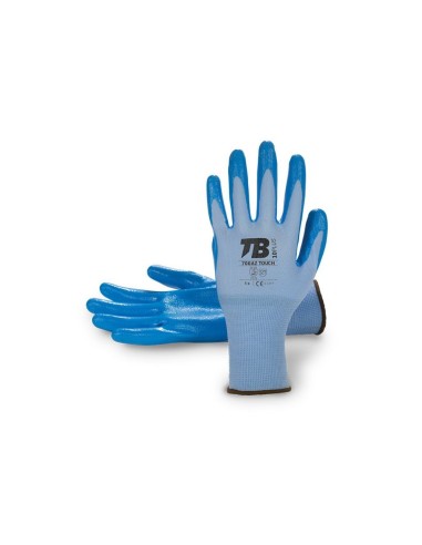 GUANTE NYLON AZUL SIN COST.RECUBR.NITRILO AZUL EN PALMA