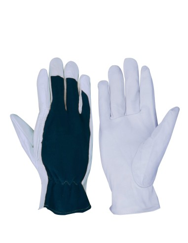 Guantes de piel flor y dorso de algodon