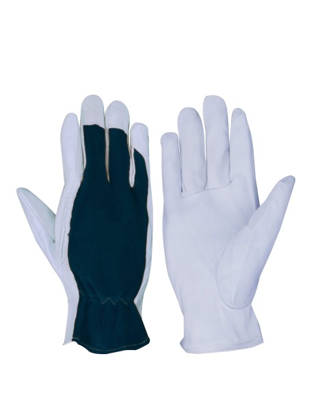 Guantes de piel flor y dorso de algodon