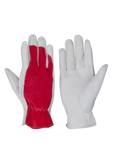 Guantes de piel flor y dorso de algodon