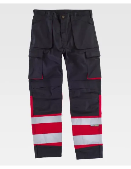 PANTALON COMBINADO DE TRIPLE COSTURA Y CON CINTAS REFLECTAN