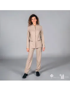 PANTALÓN MUJER TEJIDO RECICLADO ARENA