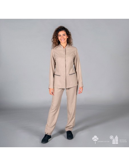 PANTALÓN MUJER TEJIDO RECICLADO ARENA