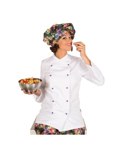 CHAQUETA DE COCINA MUJER NIZA BLANCA SIN BOTONES