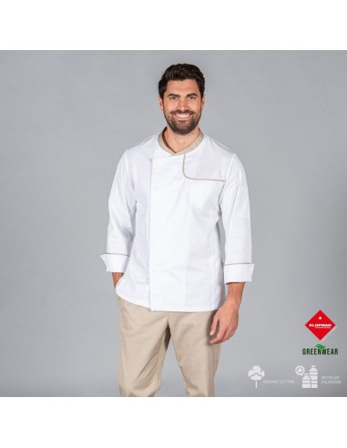 CHAQUETA COCINA HOMBRE OTERO TEJIDO RECICLADO Y ORGÁNCO